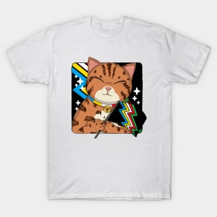 Cute Bengal Cat Holding Disability Pride Flag T-Shirt